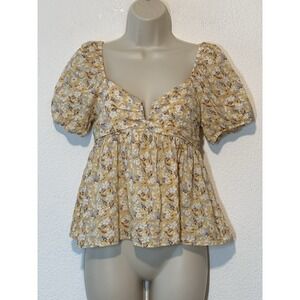 Becool Y2K Babydoll Top Small Milkmaid Ditzy Floral Cottagecore Boho Festival